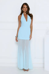 Diamond District Halter Maxi Dress Blue