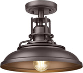 1-Light Semi Flush Mount Light Fixture, 12" Farmhouse Outdoor Ceiling Light for Hallway, Porch, Laundry, Foyer