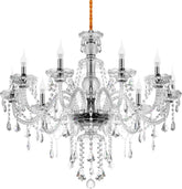 10 Lights Crystal Chandelier Luxurious K9 Crystal Ceiling Candle Pendant Lamp for Dining Living Room Bedroom Hallway Entry, Transparent