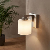 1-Light Brushed Nickel Bathroom Vanity Light with White Glass Shade | Over Mirror,Wall Sconce,ETL listed,Bathroom