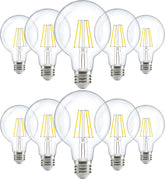 10 Pack G25 LED Light Bulbs, Filament Edison Globe, Vanity Lighting Bulb for Bathroom Bedroom, 500 LM, 5W (60W